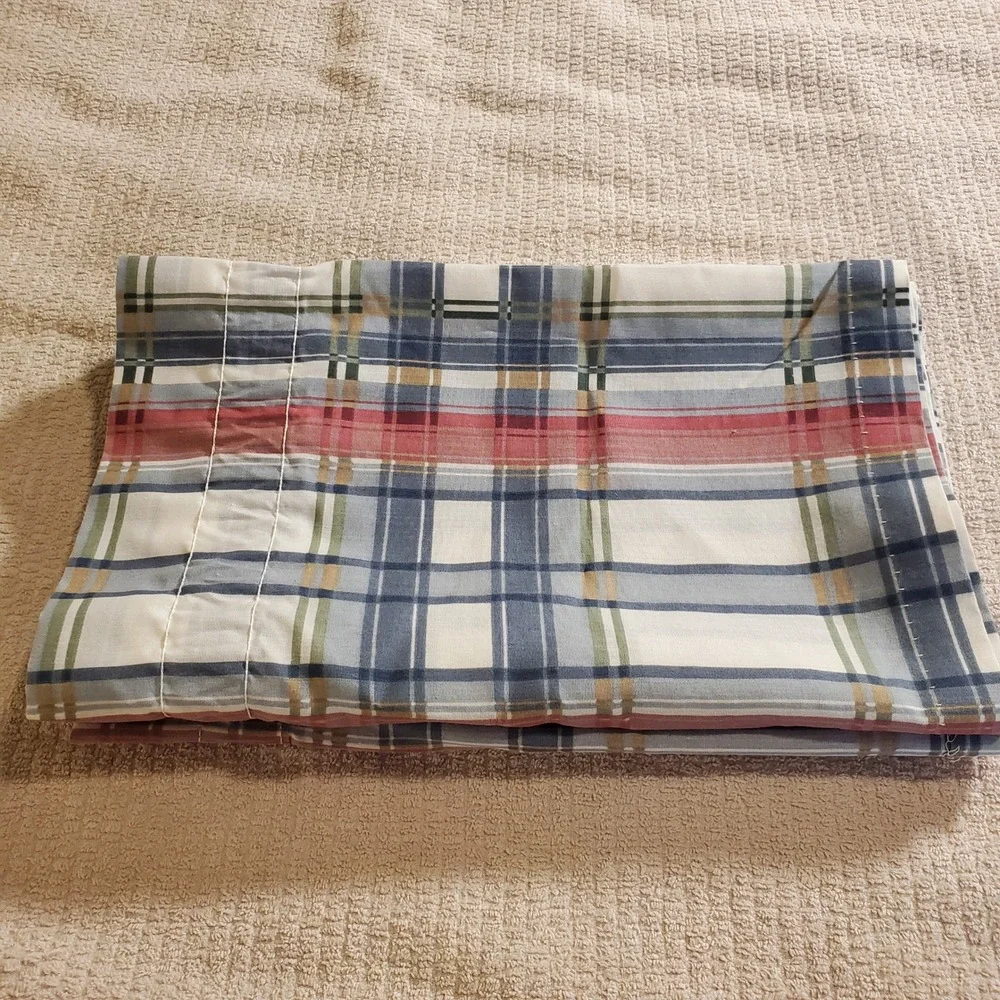 JCPenney Home Plaid Window Valance Set of 2 Blue Red Green Made in USA 68x14